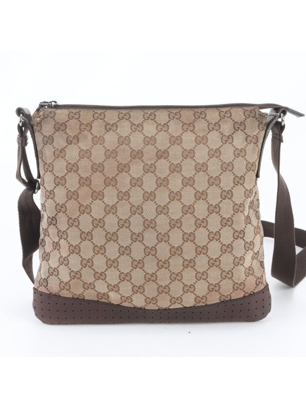 Gucci GG Canvas Leather Shoulder Bag Crossbody Messenger Business - Picture 3 of 11